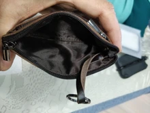 Mini Cartera de piel auténtica con cremallera para hombre y mujer, monedero pequeño y delgado de estilo Vintage