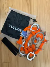 Crampones antideslizantes de Montañismo al aire libre de alta calidad, zapatos de invierno de 16 dientes para pesca en hielo y nieve, antideslizantes de acero al manganeso