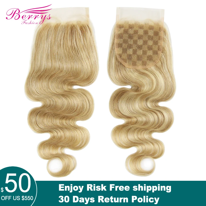 

Body wave Transparent Lace Closure 4X4 Free Part With Baby Hair Pre Plucked Brazilian Virgin Closure Hair #60 Piano Color women