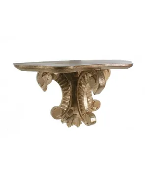 

Bracket rectangular wooden carved antique gold color. Measures: 23x38x14 cm.