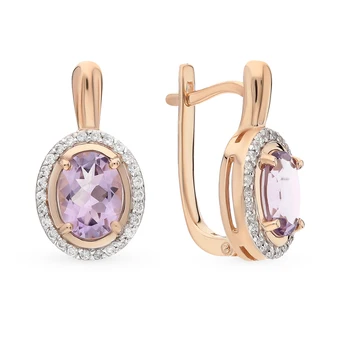 

Gold earrings with amethyst and cubic zirconia sunlight sample 585
