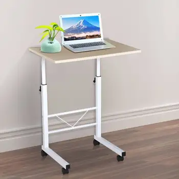 

Computer table Adjustable Height Table Top Compact with Wheels 60x40x68-78cm