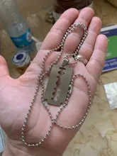 Dongsheng de plata de moda de acero inoxidable de Color hojas de afeitar collares pendientes hombres joyería de acero afeitadora de hombre forma collar-30