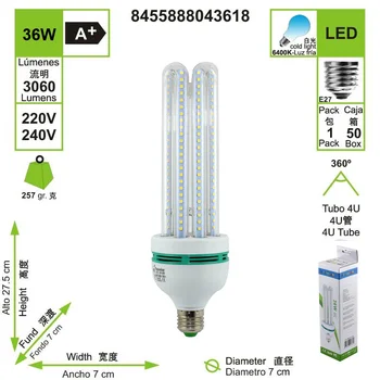 

BOMBILLA LED 4U TUBO E27 36 W (6000K)