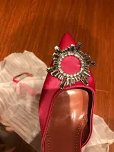 Zapatos de tacón alto con diamantes de imitación para mujer, calzado de seda satinada con punta puntiaguda, sin cordones, para boda, talla grande 41 42