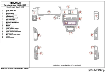 

Interior lining for Toyota Avalon 1995-1997. Set L1628.