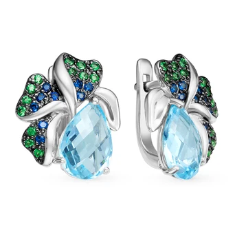 

Silver earrings with Topaz and cubic zirconia sunlight sample 925 test