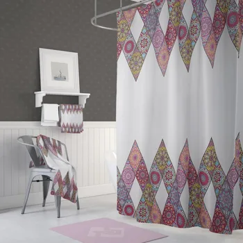 

Zethome 0010 Red Shower Curtain 180 x 200 cm Modern Design Polyester Fabric Waterproof Washable Mould (71" x 78")