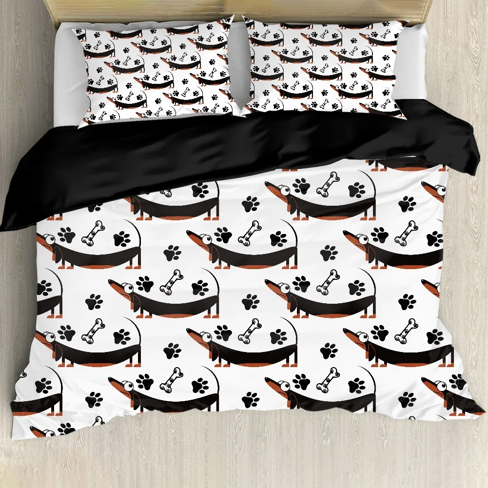 

Duvet Cover and Pillowcase Cute Cartoon Dachshund Dog Duvets and Bedding Sets Duvet Dog Paws and Bone Child Bedding Set Single