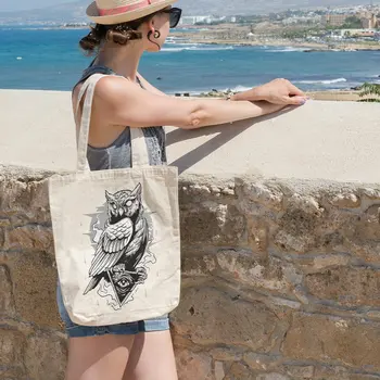 

Angemiel Bag Ra'nın Eye Above Owl Shopping Beach Tote Bag