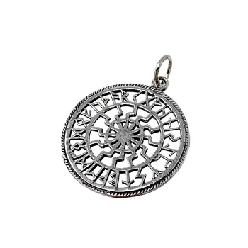 

Pendant 925 Sterling silver m runes puffs 26mm. Celtic alphabet Viking unisex