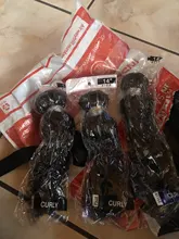 Extensiones de cabello humano rizado brasileño, mechones de pelo Remy de color natural, 1/3/4 unidades, 8-28