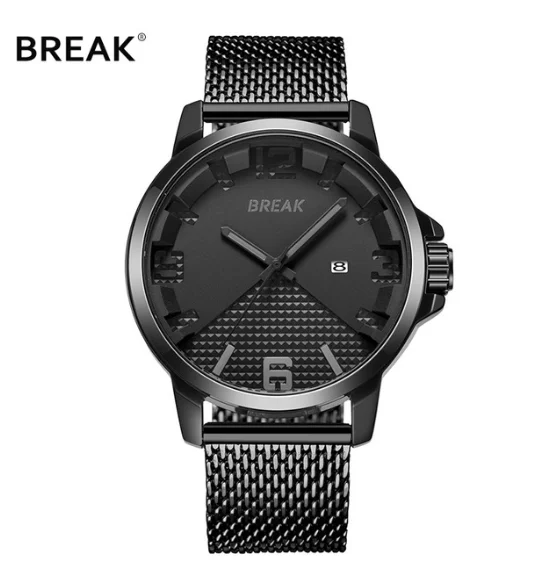 Мужские кварцевые стильные часы Break 3301 - Цвет: 3301-SBK-DK