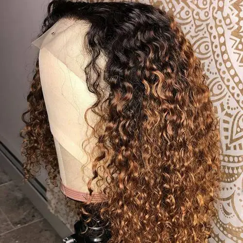 Pre Plucked Brazilian Ombre Short Curly Frontal Wig photo review