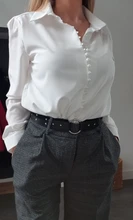 Blusa de manga larga con botones lisos para Primavera, camisa blanca de oficina para mujer, a la moda