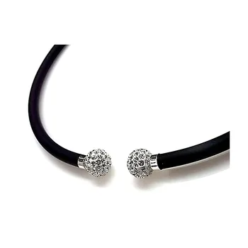 

Choker rubber Sterling Silver 925m two balls imitation stone [AA9657]