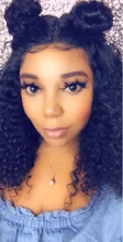 Peluca de cabello humano rizado de 13x4 para mujer, Frontal de encaje postizo, pelo negro brasileño predespuntado con Baay, Remy 150%