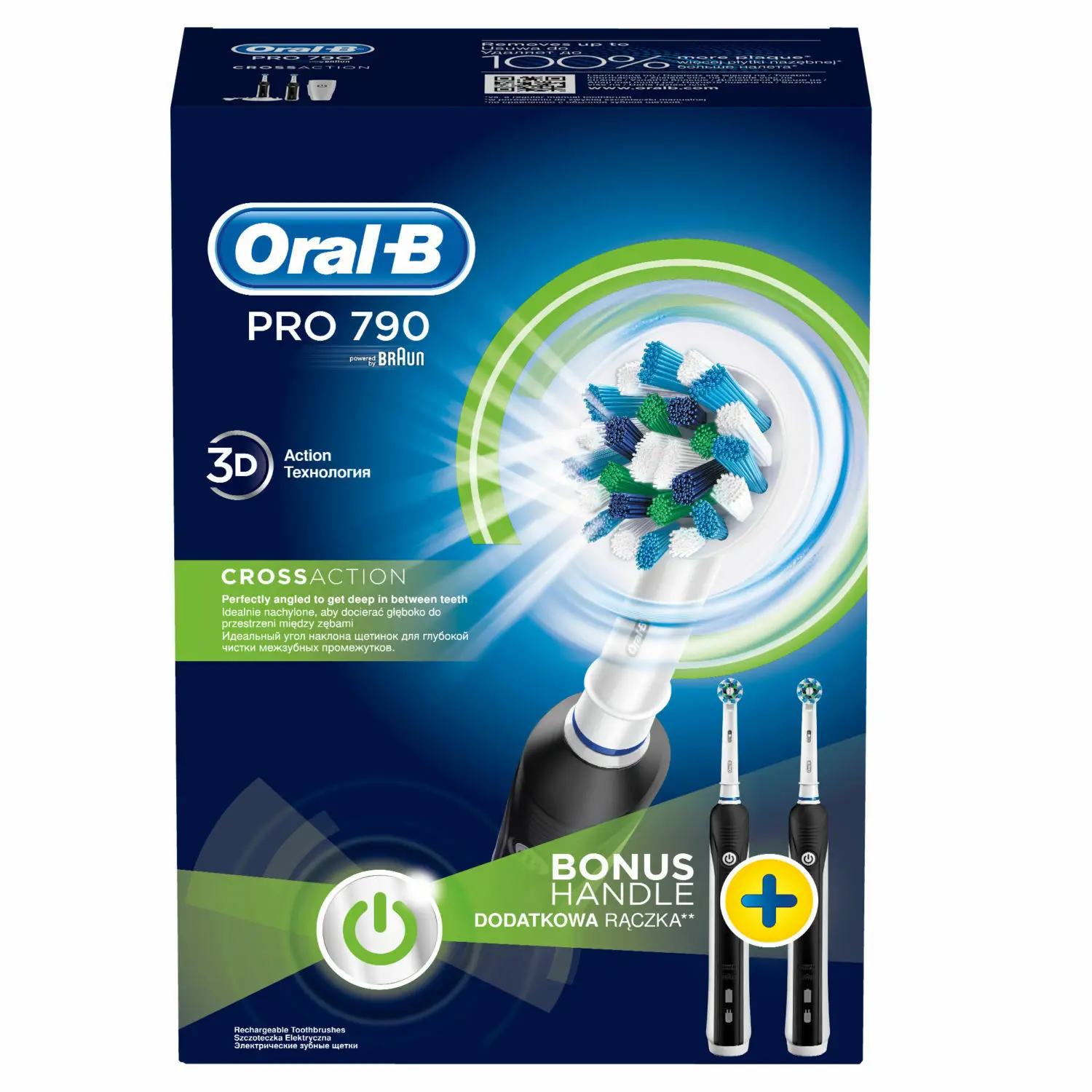 ORAL-B Pro 790 Crossaction Toothbrush - Duo Advantage Package - 2 Handles SALES ORAL-B Pro 790 Crossaction Toothbrush - Duo Advantage Package - 2 Handles SALES