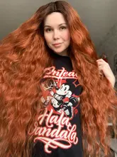 Peluca natural de cabello sintético para mujeres negras, pelo largo de onda de agua de 42 pulgadas, fibra de alta temperatura, Rubio, degradado, marrón