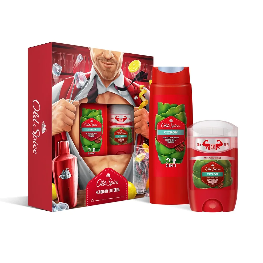 Подарочный набор Old Spice Citron(Твердый антиперспирант 50 мл+ Гель для душа 2в1 250 мл