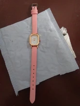 Reloj de pulsera de cuarzo de cuero para Mujer, accesorio sencillo, elegante, con esfera de oro rosa pequeño