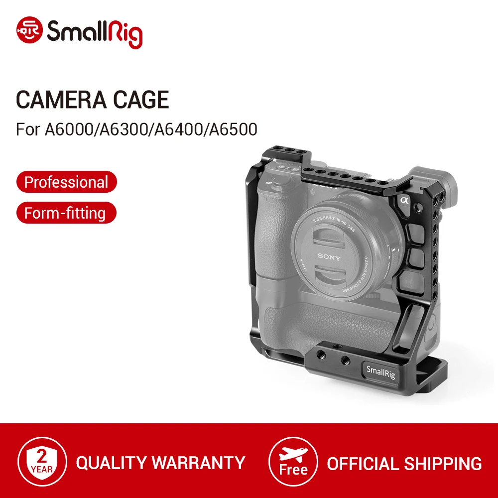 Клетка для DSLR камеры SmallRig Sony A6000/A6300/A6500 с камерой Meike 2268/A6500 батарейным зажимом