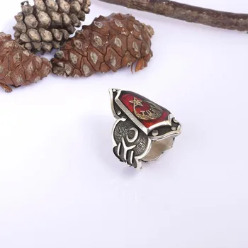

Crescent Moon & Star TÜRK Written Red Enamel Archer Men's Ring Rings for Men Silver Ring Christmas Birthday Gift 925 Sterling
