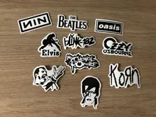Pegatinas de banda de Rock en blanco y negro, para Skateboard Punk, Motor de coche, portátil, guitarra, juguete clásico de niños, pegatinas de grafiti, 10/30/50 Uds.