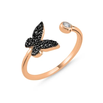 

KUTAYDAN Zircon Cubic Zirconia Butterfly Adjustable Ring 925 Sterling Silver