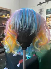HAIRJOY sintético de mujer Cosplay del pelo peluca Arco Iris Multi Color pelucas