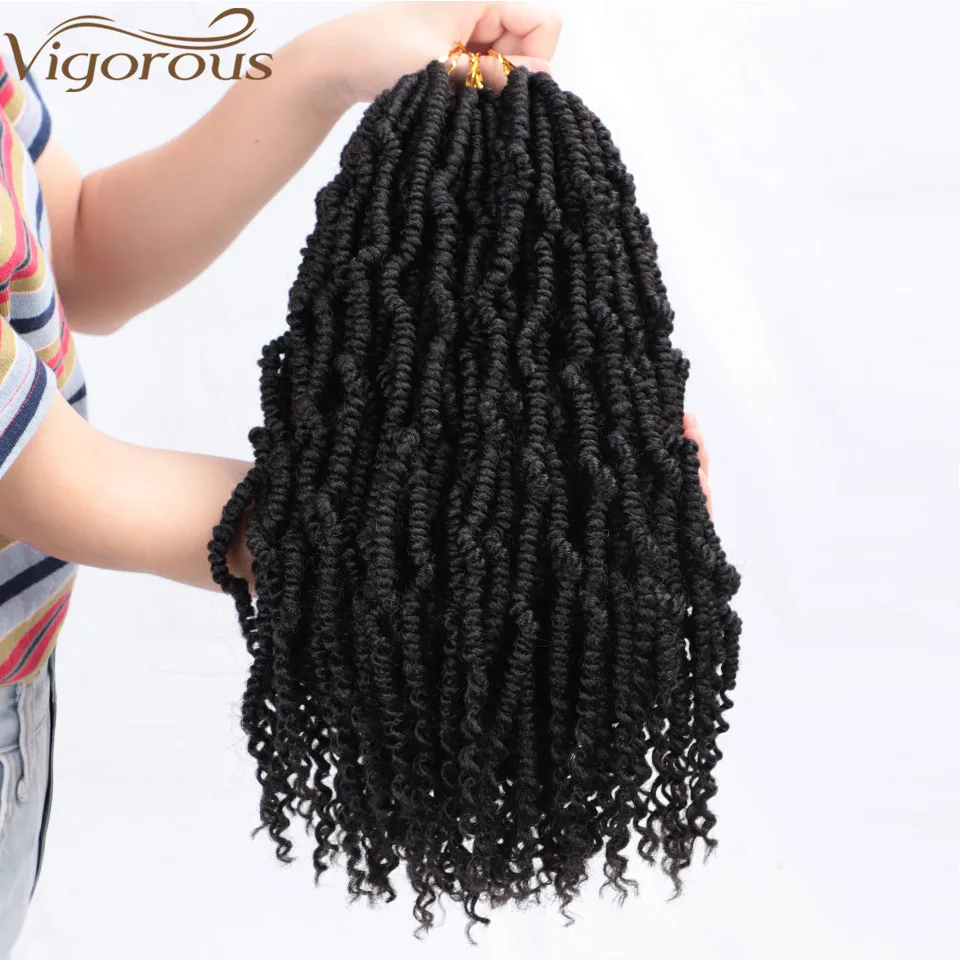 

Vigorous Passion Spring Twists Synthetic Bomb Twist Crochet Hair Extensions Ombre Crochet Braids Pre looped Fluffy Braiding Hair