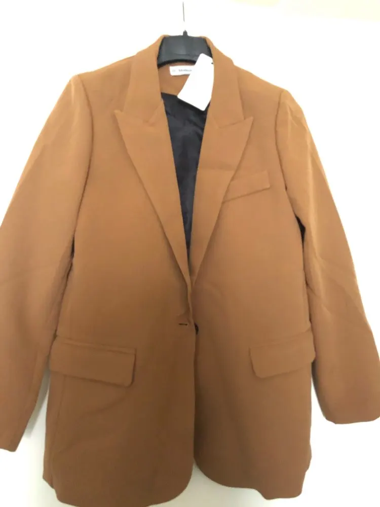 YNZZU 2019 Autumn Elegant Women Blazer Long Sleeve Single Button Loose Camel Female Jacket Ladies Suits Sets A1087 reviews №1 117182