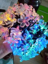 Fairy-Lights Peach-Flower Led-String Christmas-Decor Solar-Lamp Garden Outdoor 5m 22m