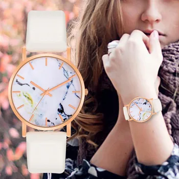 

WJ-8732 Fashion Women's Watches Marble Leather Classic Casual Wrist Watch Analog Quartz Wristwatch Bracelet relogio masculino