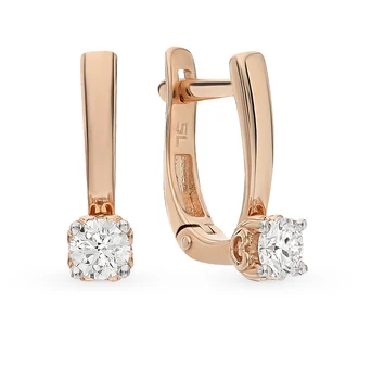 

Gold earrings "diamonds of Yakutia" sunlight sample 585 test