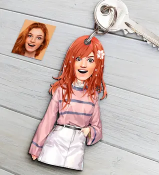 

Personalized Women 'S Anime Baby Caricature Of Wood Anahtarlık-2