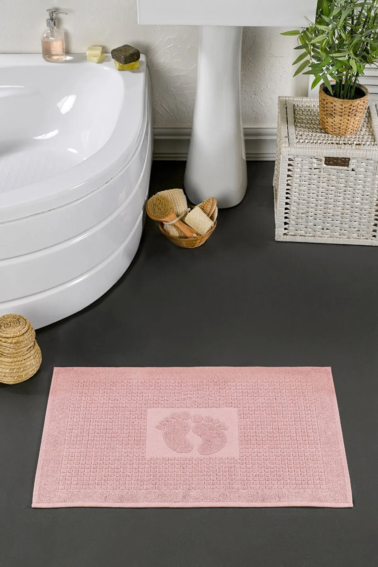 Bath Mat Floor Towel for Bathroom- Washable Bathtub Shower Sink Floor  Towels - 100% Turkish Cotton Bath Mat Foot Towels, Absorbent Machine  Washable