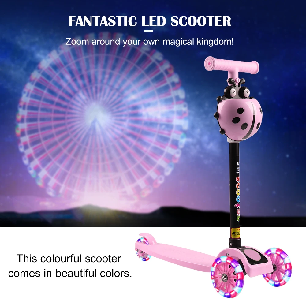 

Kids Scooter Baby 3 Wheel T-Bar Balance Folding Flash Wheels Infant For Outdoor Toy Safety Shining Scooter Adjustable Toys Gift