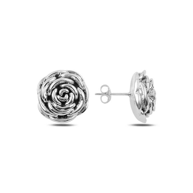 

Silver 925 Sterling Oxidized Rose Earrings