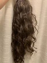 Pelo AISI sintético negro largo, cola de caballo ondulada, extensión de cola de caballo con cordón, estilo africano y americano, resistencia al calor