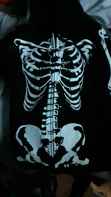 Pastel Gothic E-girl Punk Hooded Sweatshirt with Skeleton bones print photo review