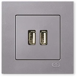 

PnpnElectrıc Gns Eqona Metallic Silver USB Charge Socket with 2 Outputs 5V 2.1A USB Charger 2 Outlets 5V 2.1A