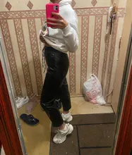 Pants Trousers Women Drawstring Female High-Waist WOTWOY Spliced Loose Autumn Straight