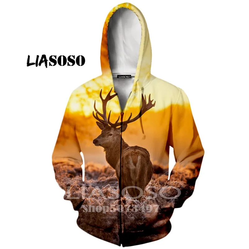 10 Liasoso, новинка, мужские толстовки, 3d принт, хипстер, олень, рок, повседневный спортивный дизайн, Осень-зима, толстовка, длинный рукав, кардиган с капюшоном - Цвет: 10