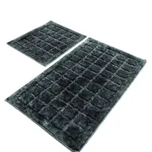 Коврики для ванной нескользящие Противоскользящие коврики противоскользящие Противоскользящие коврики из джинсового хлопка Антрацит 2'Li набор 60X100 см-50X60 см