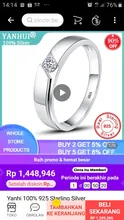 100%925-Sterling-Silver Wedding-Rings Solitaire-Ring Jewelry Couple Diamond YANHI Women