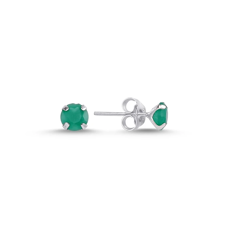 

Silver 925 Sterling 5mm Round Opaque Emerald Zircon Engagement Earrings