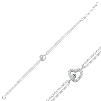 

KUTAYDAN 925 Sterling Silver Zircon Heart Bracelet