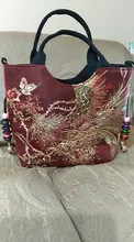 Bolso de hombro de estilo étnico bohemio para mujer, bandolera Retro de gran capacidad, Bordado hecho a mano, Pavo Real