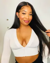 Hueso recto frente de encaje pelucas de cabello humano 180% de densidad Pre arrancó 13x4 brasileño recto peluca con malla frontal 4X4 Cierre de encaje peluca